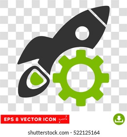 Rocket Development EPS vector pictograph. Illustration style is flat iconic bicolor eco green and gray symbol on white background.