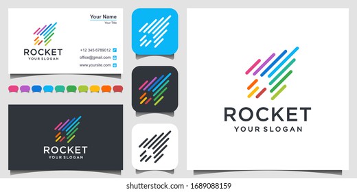 Rocket digital technology vector logo template. Suitable for business. logo design, 3 favicons and business card Premium Vector.