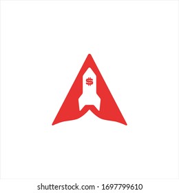 Rocket, Dollar logo design concept template.