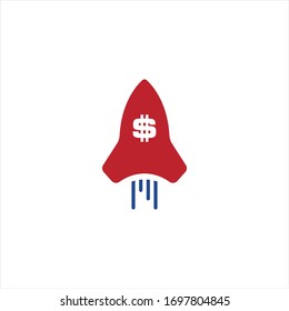 Rocket, Dollar logo design concept template.