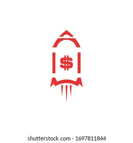 Rocket, Dollar logo design concept template.