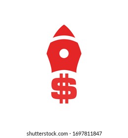 Plantilla de concepto de diseño del logotipo del cohete, dólar.