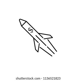 rocket dollar outline style icon. Element of currency war icon for mobile concept and web apps. Thin line rocket dollar outline style icon can be used for web and mobile