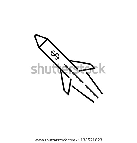 rocket dollar outline style icon. Element of currency war icon for mobile concept and web apps. Thin line rocket dollar outline style icon can be used for web and mobile