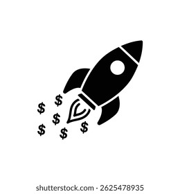 Rocket with Dollar Sign Trail - Business Growth and Financial Success Concept