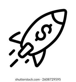 A rocket with a dollar symbol, representing business growth