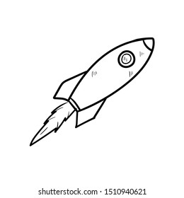 rocket doodle hand drawing vector 