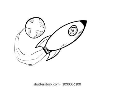rocket doodle icon drawing
