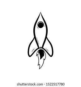 rocket doodle icon vector hand drawing 