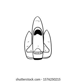 rocket doodle icon vector hand drawing
