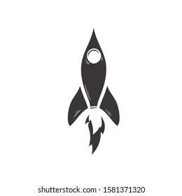 rocket doodle icon vector hand drawing 