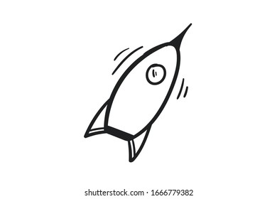 rocket doodle icon vector hand drawing 