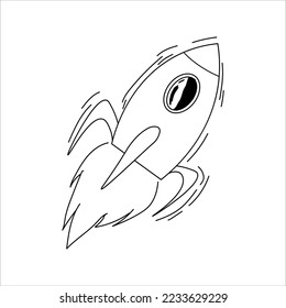 Rocket Doodle Line Art Vector