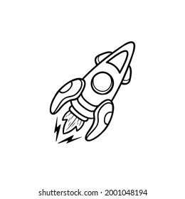 ilustración de dibujo de cohete con concepto dibujado a mano o arte de línea