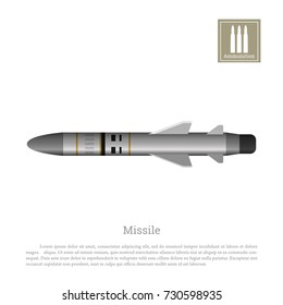 Rocket Drawing On A White Background. Ballistic Missile Icon. Vector Illustration