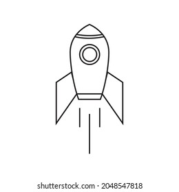 Rocket Drawn With A Black Stroke On A White Background Schematic Image Or Icon