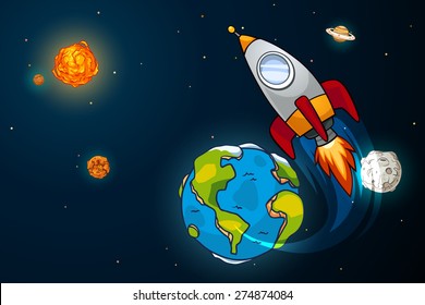 Rocket drive out the earth.
