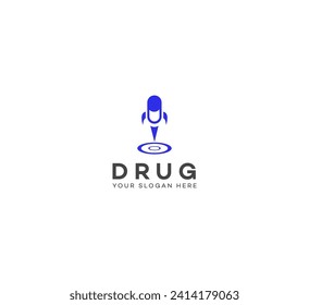 Rocket Drug, Pill, Capsule logo design template. Vector medical tablet logotype pharmacy logo design. Fast delivery logo.