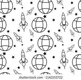 rocket and earth pattern