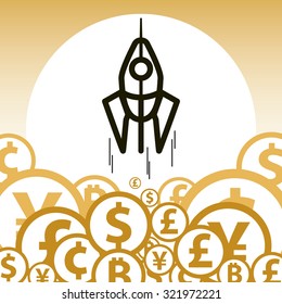 Rocket economic money exchange Business, illustration vector