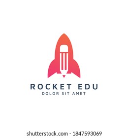 rocket education negative space logo design