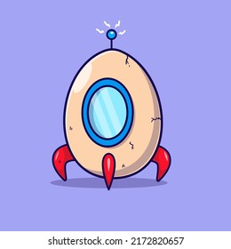 icono de la caricatura vectorial de la ilustración del aterrizaje de la luna de los huevos de los cohetes