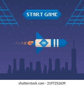 rocket eight bits style scene