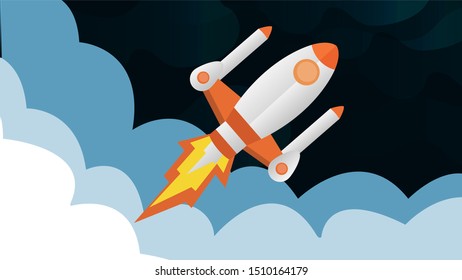 Rocket emblem isolated space background 