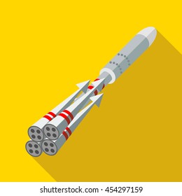 Rocket engines icon in flat style on a yellow background