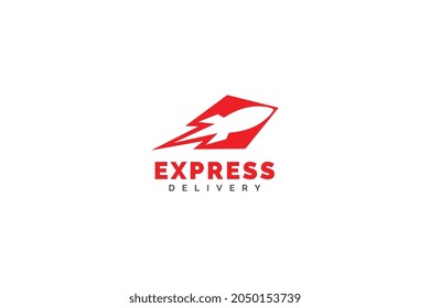 vector de diseño de la plantilla de logotipo de Rocket express. Icono de entrega