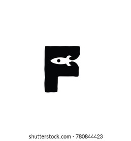 rocket f font logo flat vector logo template