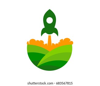 Rocket Farm Icon Logo Design Element