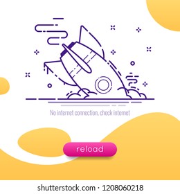 The rocket fell, vector illustration of the rocket reload button, design for the site reload page.