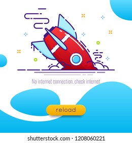 The rocket fell, vector illustration of the rocket reload button, design for the site reload page.