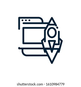 Rocket and file design, Digital marketing ecommerce shopping online strategy media and seo theme Vector illustration