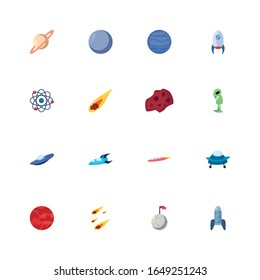 Rocket fill style icon of Space futuristic cosmos outside universe galaxy astronomy adventure and exploration theme Vector illustration