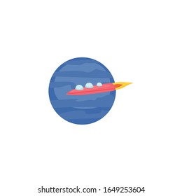 Rocket fill style icon of Space futuristic cosmos outside universe galaxy astronomy adventure and exploration theme Vector illustration