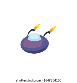 Rocket fill style icon of Space futuristic cosmos outside universe galaxy astronomy adventure and exploration theme Vector illustration