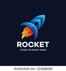 Rocket Fire Gradient Colorful Logo Vector Icon Illustration