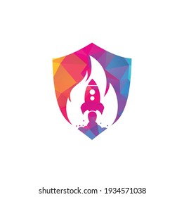 Rocket fire logo design. Fire and rocket logo combination. Flame and airplane symbol or icon.