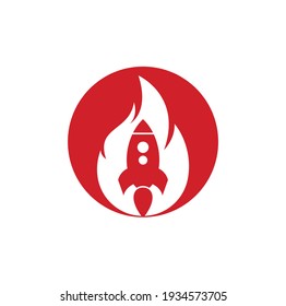 Rocket fire logo design. Fire and rocket logo combination. Flame and airplane symbol or icon.