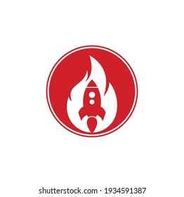 Rocket fire logo design. Fire and rocket logo combination. Flame and airplane symbol or icon.