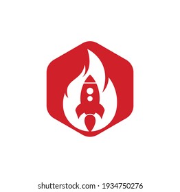 Rocket fire logo design. Fire and rocket logo combination. Flame and airplane symbol or icon.