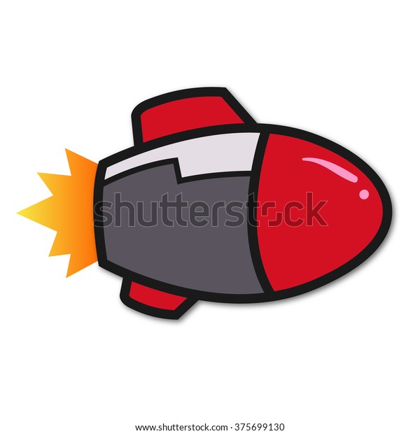 Rocket with Fire Red Cartoon\
Vector
