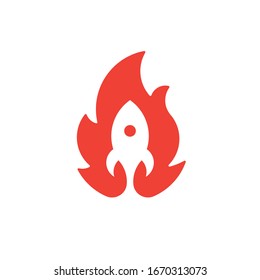 Rocket Fire Ship Symbol. Web Icon Logo Template Design Element.
