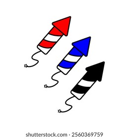rocket firecracke icon set .on white background