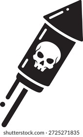 Rakete Feuerwerkskörper mit Totenkopf-Logo Silhouette Symbol Vektor Feuerwerk Explosion Bombe Gefahr Symbol Symbol	