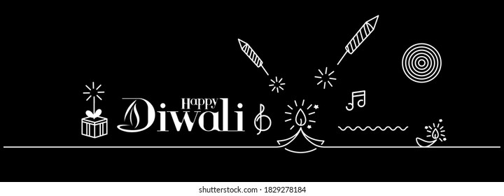 Disparos de cohetes en una olla con texto de Feliz Diwali - fondo vectorial de arte en línea.