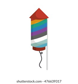 rocket firework colorful stripes festival event vector illustration