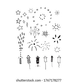 Rocket firework doodle. Vector illustration